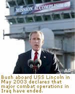 Bush aboard USS Lincoln in May 2003