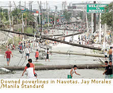Downed powerlines in Navotas. Typhoon Milenio