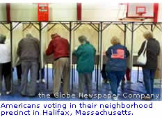 Americans voting in their neighborhood precinct in Halifax, Massachusetts.
