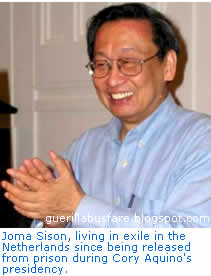 Joma Sison, living in exile in the Netherlands since being released from prison during Cory Aquino's presidency
