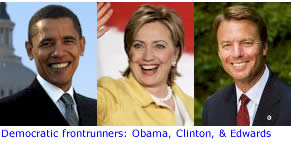 Democratic frontrunners: Obama, Clinton & Edwards