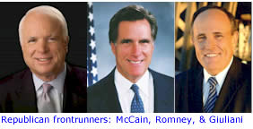 Republican frontrunners: McCain Romney & Giuliani