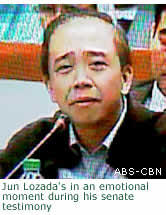 Jun Lozada's in an emotional moment during his senate testimony