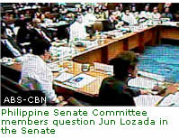 Philippine Senate Committee members question Jun Lozada in the Senate