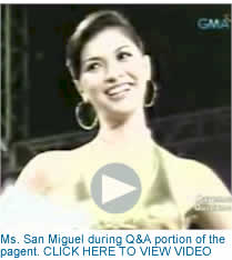 Ms. San Miguel during Q&A portion of the Binibining Pilipinas pagent