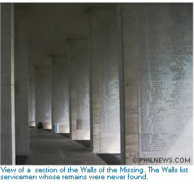 View of a  section of the Walls of the Missing. The Walls list servicemen whose remains were never found.