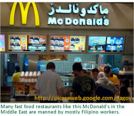 Many fast food restaurants like this McDonald's in the Middle East are manned by mostly Filipino workers.