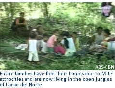 Entire families have fled their homes due to MILF attrocities and are now living in the open jungles of Lanao del Norte.