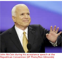 John McCain during his acceptance speech at the Republican Convention (AP Photo/Ron Edmonds) 