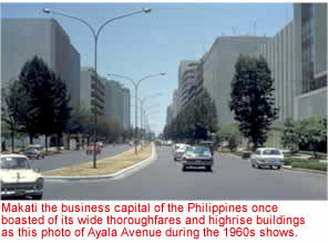 Makati the business capital of the Philippines once boasted of its wide thoroughfares and highrise buildings as this photo of Ayala Avenue during the 1960s shows. 