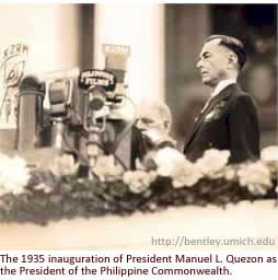 The 1935 inauguration of President Manuel L. Quezon as the President of the Philippine Commonwealth
