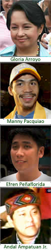 Gloria Arroyo, Manny Pacquiao, Efren Peaflorida, Andal Ampatuan Jr