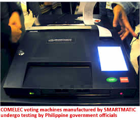 COMELEC voting machines manufactured by SMARTMATIC undergo testing by Philippine government officials