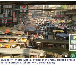 Blumentrit, Metro Manila. Typical of the many clogged streets in the metropolis