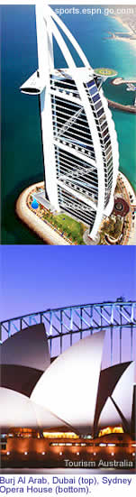 Burj Al Arab, Dubai (top), Sydney Opera House (bottom)