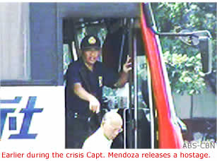 Earlier during the crisis Capt. Mendoza releases a hostage