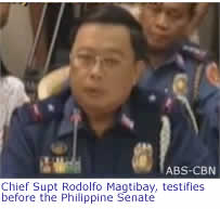 Chief Supt Rodolfo Magtibay, testifies before the Philippine Senate