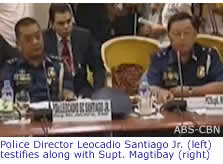 Polce Director Leocadio Santiago Jr. (left) testifies along with Supt. Magtibay (right)