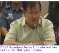 DILG Secretary Jesse Robredo testifies before the Philippine Senate