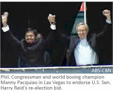 Phil. Congressman and world boxing champion Manny Pacquiao in Las Vegas to endorse U.S. Sen. Harry Reid's re-election bid