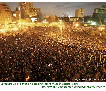 Egyptian demonstrators mass in central Cairo, with reports suggesting many are preparing to return to the streets today