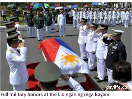 Full military honors at the Libingan ng mga Bayani