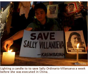 Lighting a candle to to save Sally Ordinario-Villanueva a week before she was executed in China
