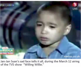 Jan-Jan Suan's sad face tells it all, during the March 12 airing of the TV5 show  Willing Willie  