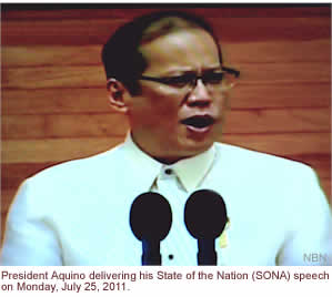 President Aquino delivering his State of the Nation (SONA) speech on Monday, July 25, 2011