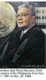 Andres dela Rosa Narvasa, Chief Justice of the Philippines from Dec. 1, 1991 to Nov. 30, 1998