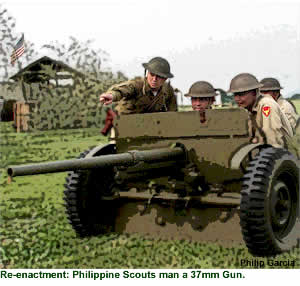 Re-enactment: Philippine Scouts man a 37mm Gun