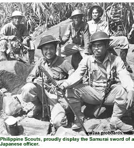 Philippine Scouts, proudly display a Japanese Samurai Sword