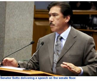 Senator Sotto delivering a speech on the senate floor
