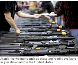 Assult-like weapons such as these are readily available in gun shows across the United States