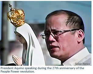 President Aquino speaking during the 27th anniversary of the People Power revolution