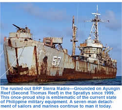 The rusted-out BRP Sierra Madre