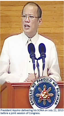 President Aquino delivering his SONA on July 22, 2013 before a joint session of Congress
