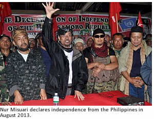 Nur Misuari declares independence from the Philippines in August 2013