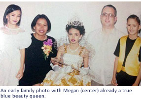 An early family photo with Megan (center) already a true blue beauty queen