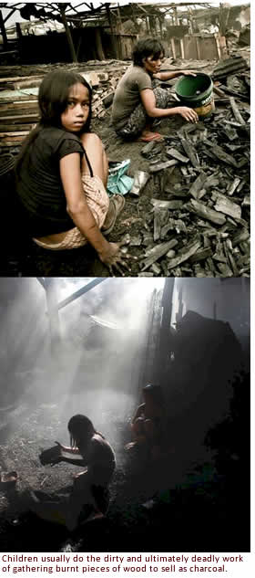 Children usually do the dirty and ultimately deadly work of gathering burnt pieces of wood to sell as charcoal