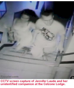 CCTV screen capture of Jennifer Laude and her unidentified companion at the Celzone Lodge