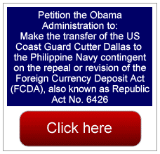 PETITION THE OBAMA ADMINISTRATION TO: transfer Cutter Dallas to Philippines contingent on the repeal or revision of their Foreign Currency Deposit Act RA6426