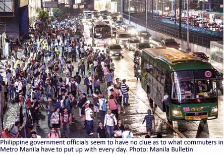 Philippine government officials seem to have no clue as to what commuters in Metro Manila have to put up with every day. Photo: Manila Bulletin