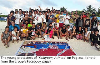 The young protesters of 'Kalayaan, Atin Ito' on Pag-asa. (photo from the group's Facebook page)