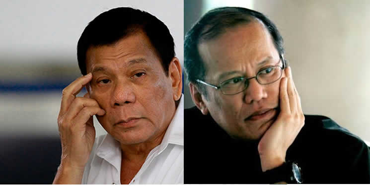 President Rodrigo Duterte (left) and former President Benigno Aquino III