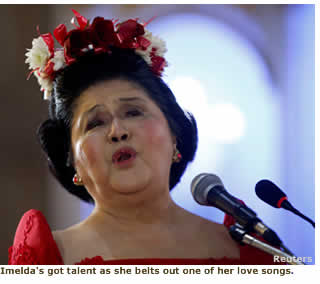 Imelda's got talent as she belts out one of her lovesongs