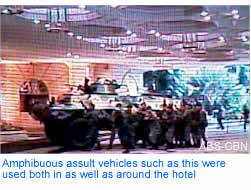Amphibuous assult vehicles such as this were used both in as well as around the hotel