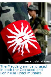 The Magdalo armband used in both the Oakwood and Peninsula Hotel mutinies