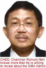 CHED, Chairman Romulo Neri knows more than he is willing to reveal about the GMA Admin. 