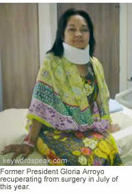 Former President Gloria Arroyo recuperating from surgery in July of this year